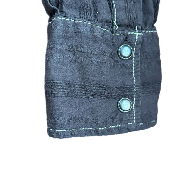 Pop Icon Shirt Mens XL Western Pearl Snaps Blue 100% Cotton Long Sleeve Detail - Picture 7 of 13